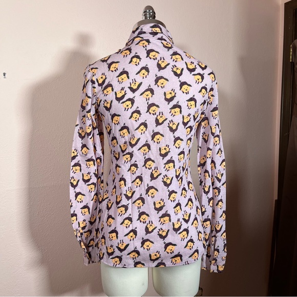 Vintage 60 '70 Mod MCM the red Eye Pig Print Lavender Dagger collar Shirt - Picture 8 of 16